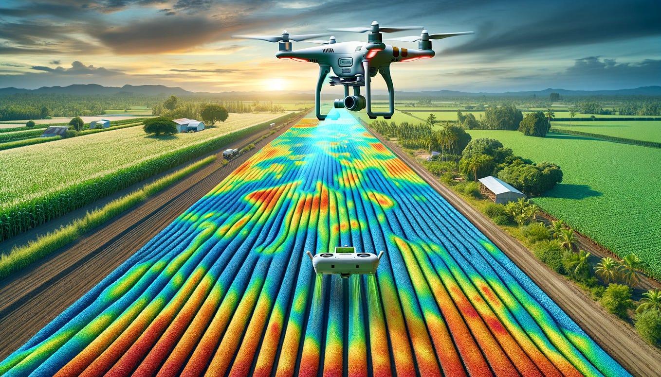 Multispectral drone surveying agricultural fields